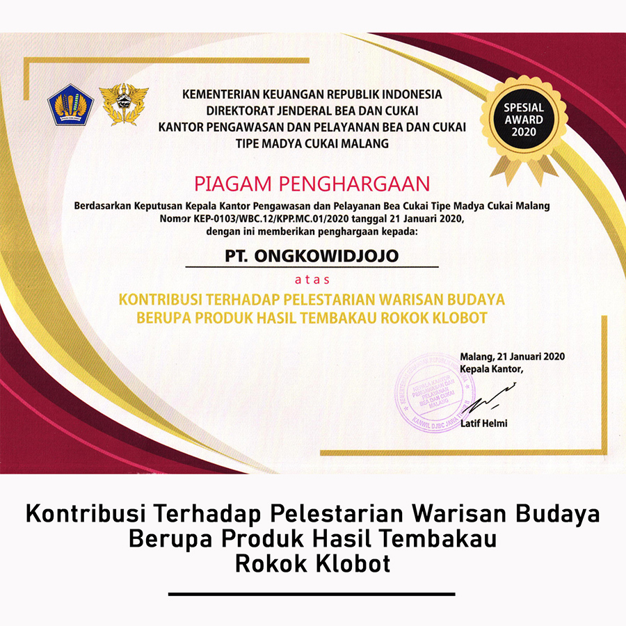 kontribusi terhadap pelestarian warisan budaya berupa produk hasil tembakau rokok klobot